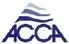 ACCA logo with abstract blue waves