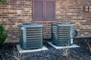 Outdoor HVAC air conditioning units.