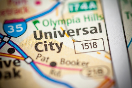 Close-up of a Universal City map