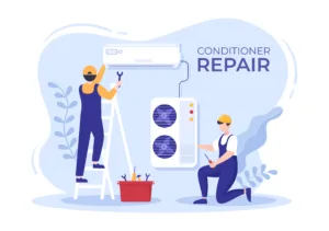 Graphic of air conditioner repair service.