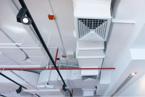 commercial ac duct and register inside a building