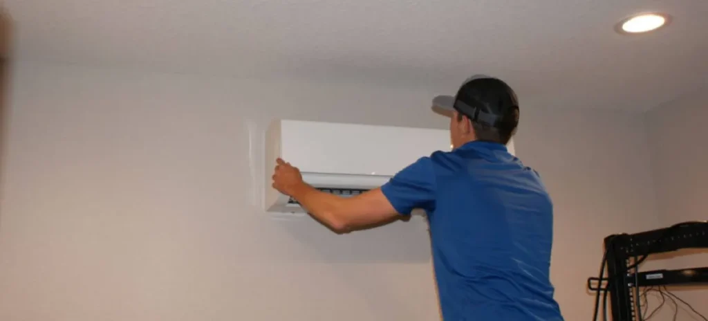 A split system air conditioner installed on a wall.