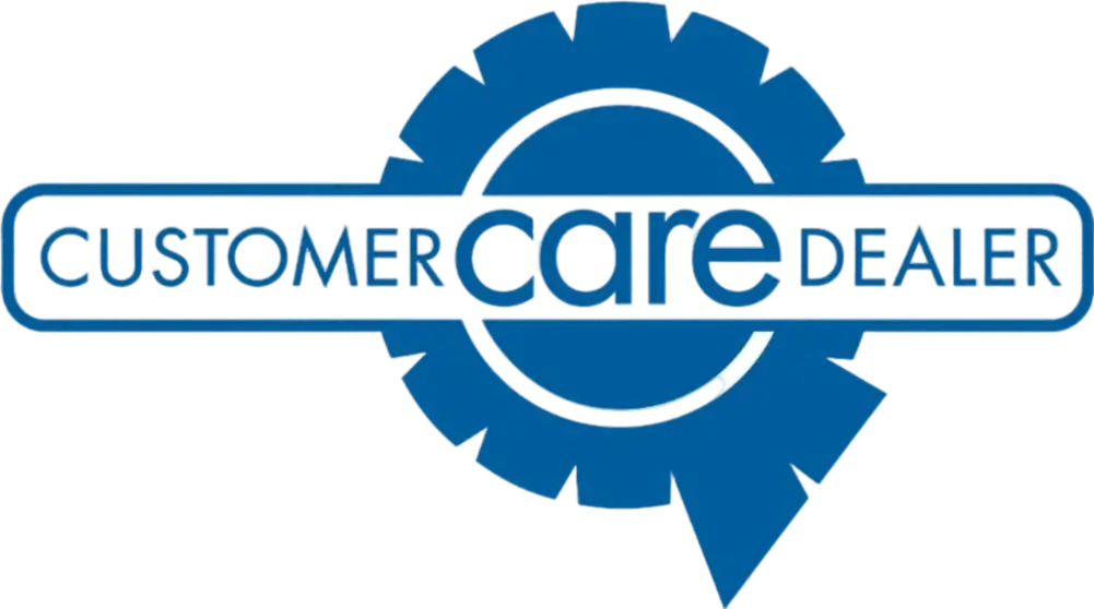 Customer Care Dealer logo with a blue gear design.