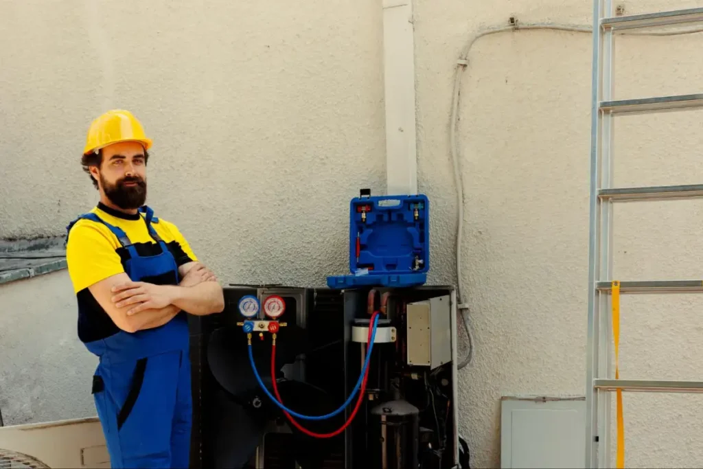 Air conditioning system components during professional service