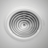 A circular ceiling vent with concentric rings.
